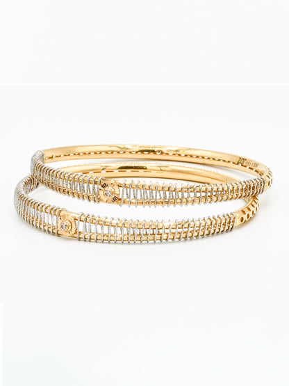 22ct Gold CZ Two Tone 2 Piece Bangle - Roop Darshan