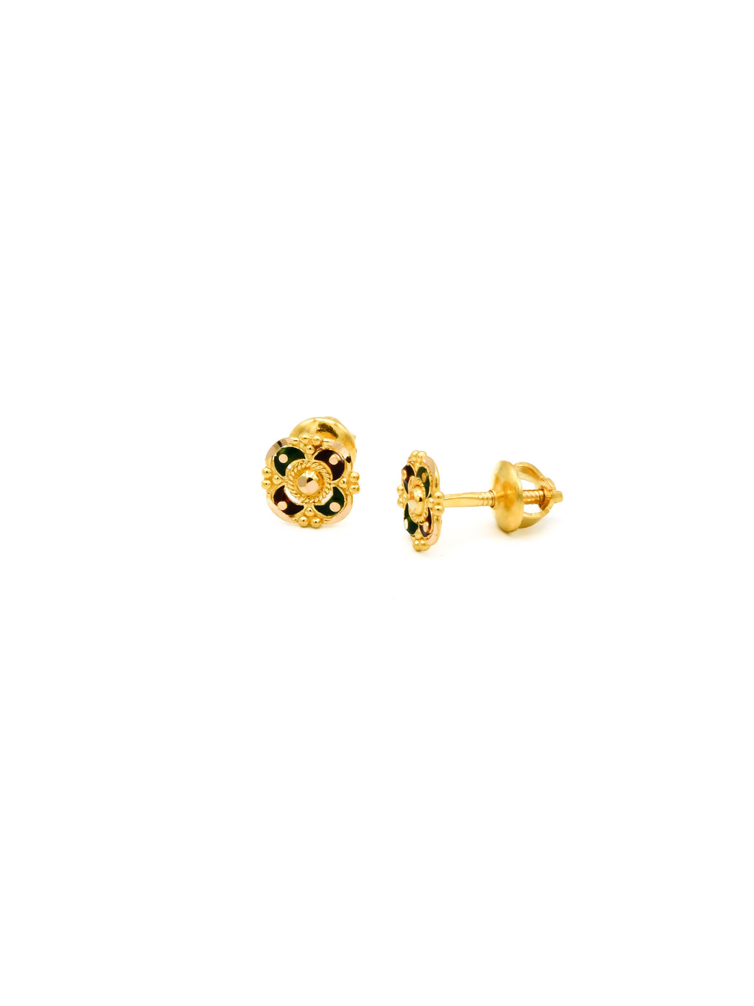 22ct Gold Minakari Stud Earrings - Roop Darshan