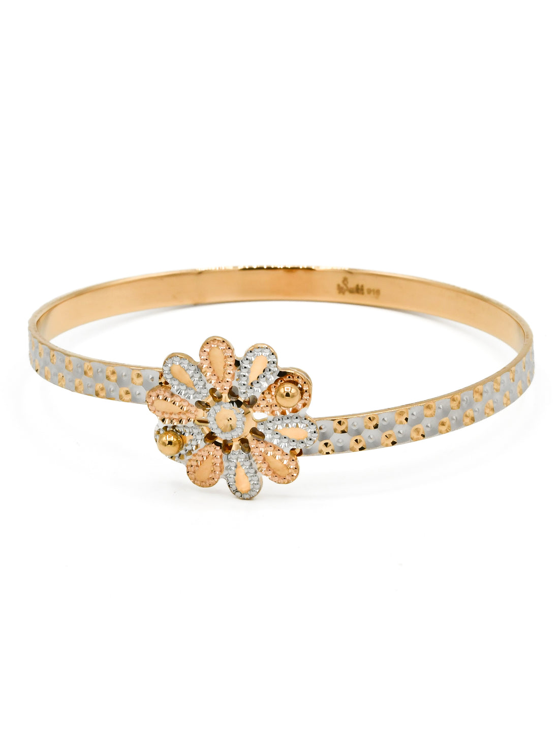 22ct Rose Gold 1 Piece Two Tone Bangle - Roop Darshan