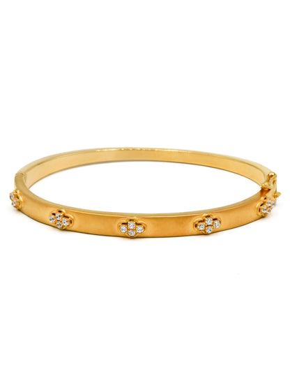 22ct Gold CZ Oval Shaped 1 Piece Bangle - Roop Darshan