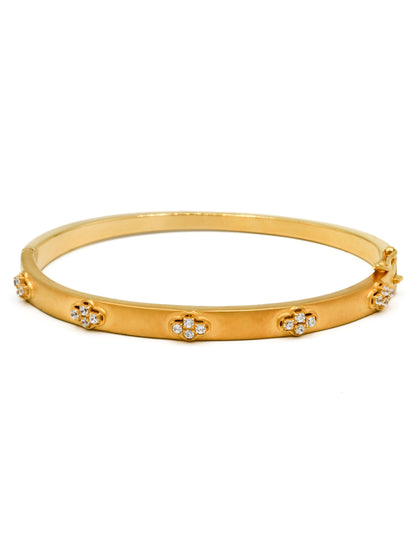 22ct Gold CZ Oval Shaped 1 Piece Bangle - Roop Darshan