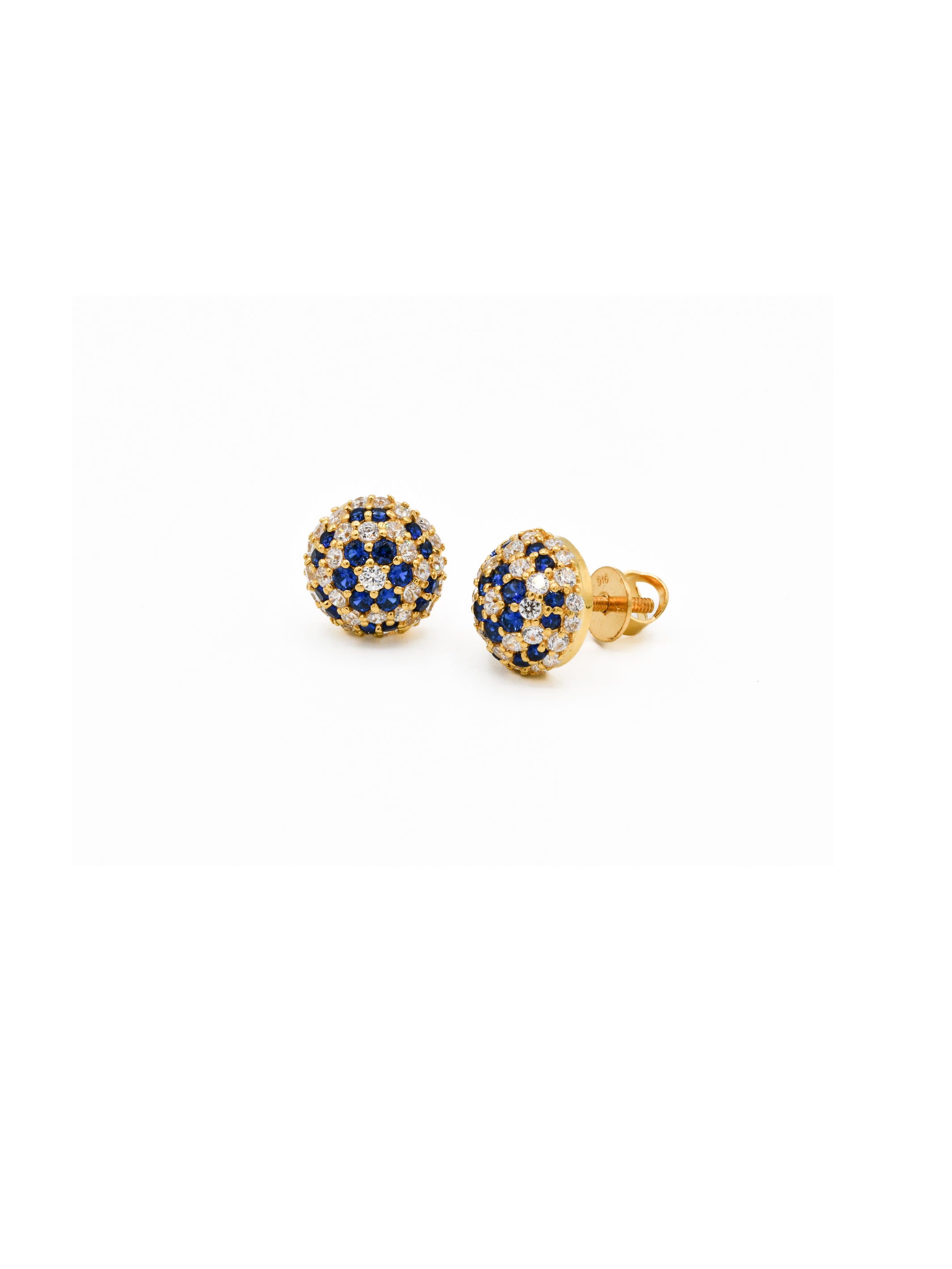22ct Gold Blue CZ Stud Earrings - Roop Darshan