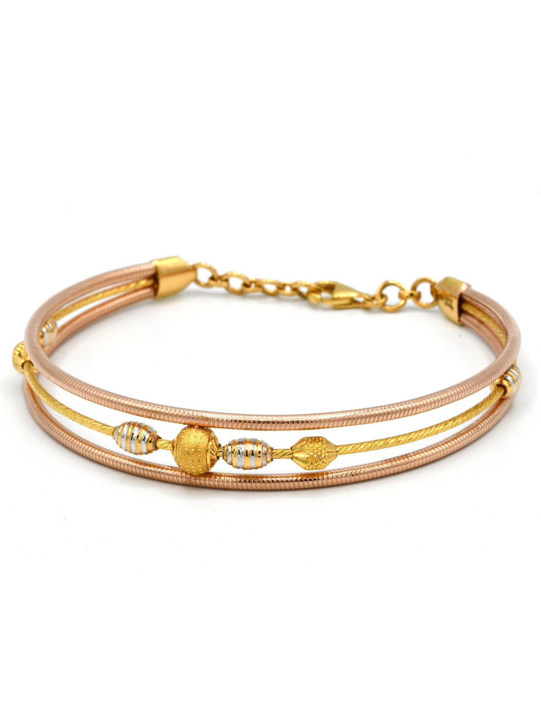 22ct Rose Gold Two Tone 1 Piece Bangle - Roop Darshan