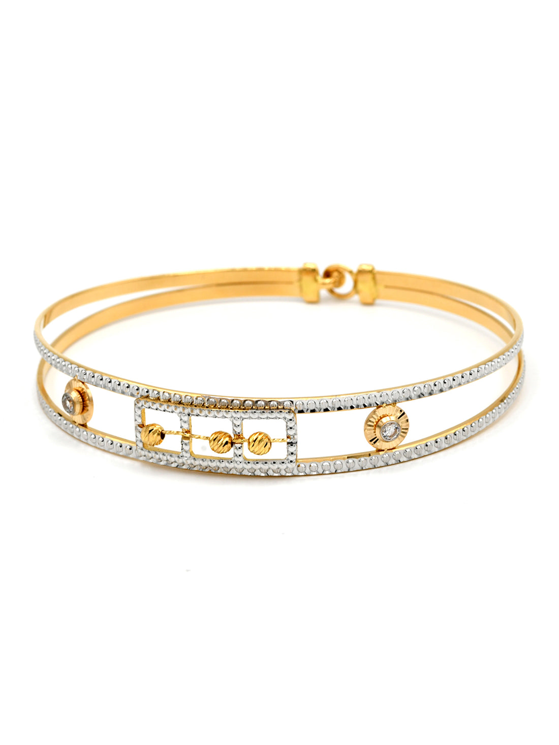 22ct Gold Two Tone 1 Piece Bangle - Roop Darshan