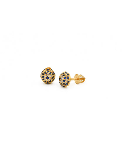22ct Gold Blue CZ Stud Earrings - Roop Darshan