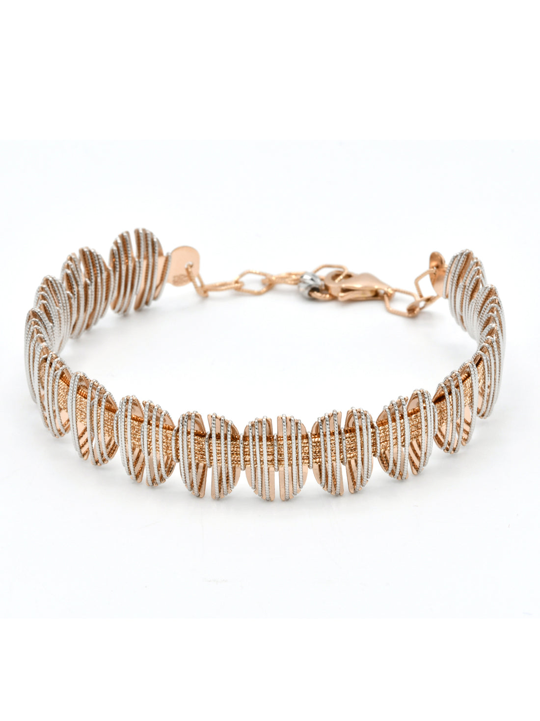 18ct Rose Gold Two Tone1 Piece Bangle - Roop Darshan