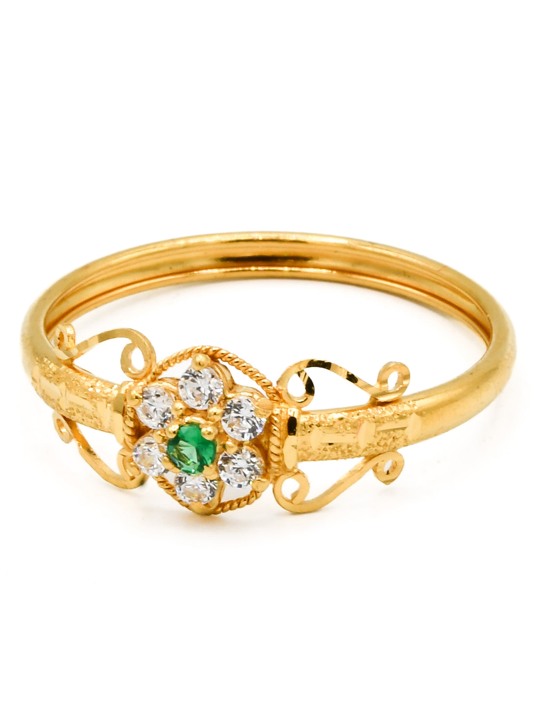 22ct Gold Green CZ Ladies Ring - Roop Darshan
