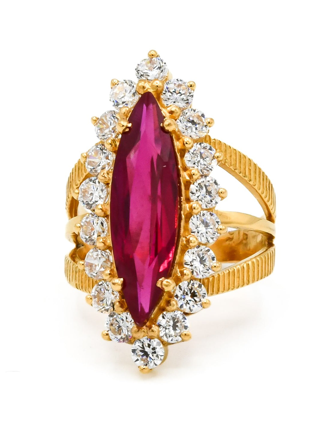 22ct Gold Pink CZ Ladies Ring - Roop Darshan