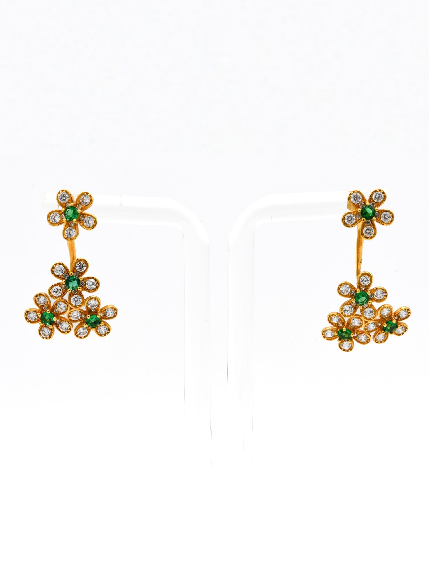 18ct Gold Green CZ Earrings - Roop Darshan