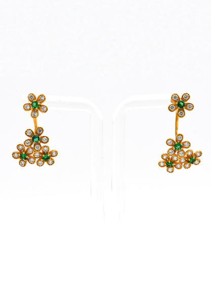 18ct Gold Green CZ Earrings - Roop Darshan