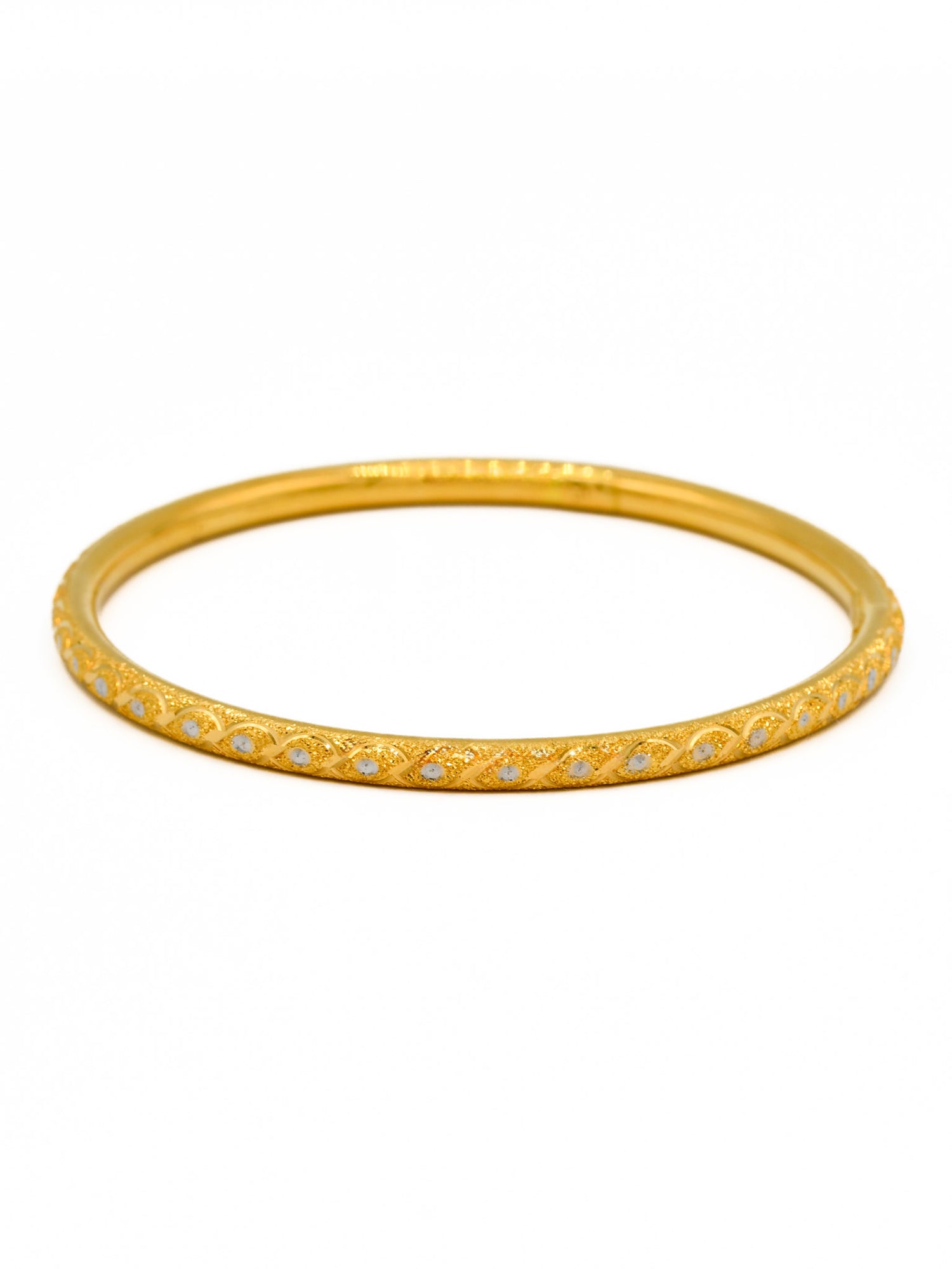 22ct Gold Two Tone Sand Blast Design Pair Bangle - Roop Darshan