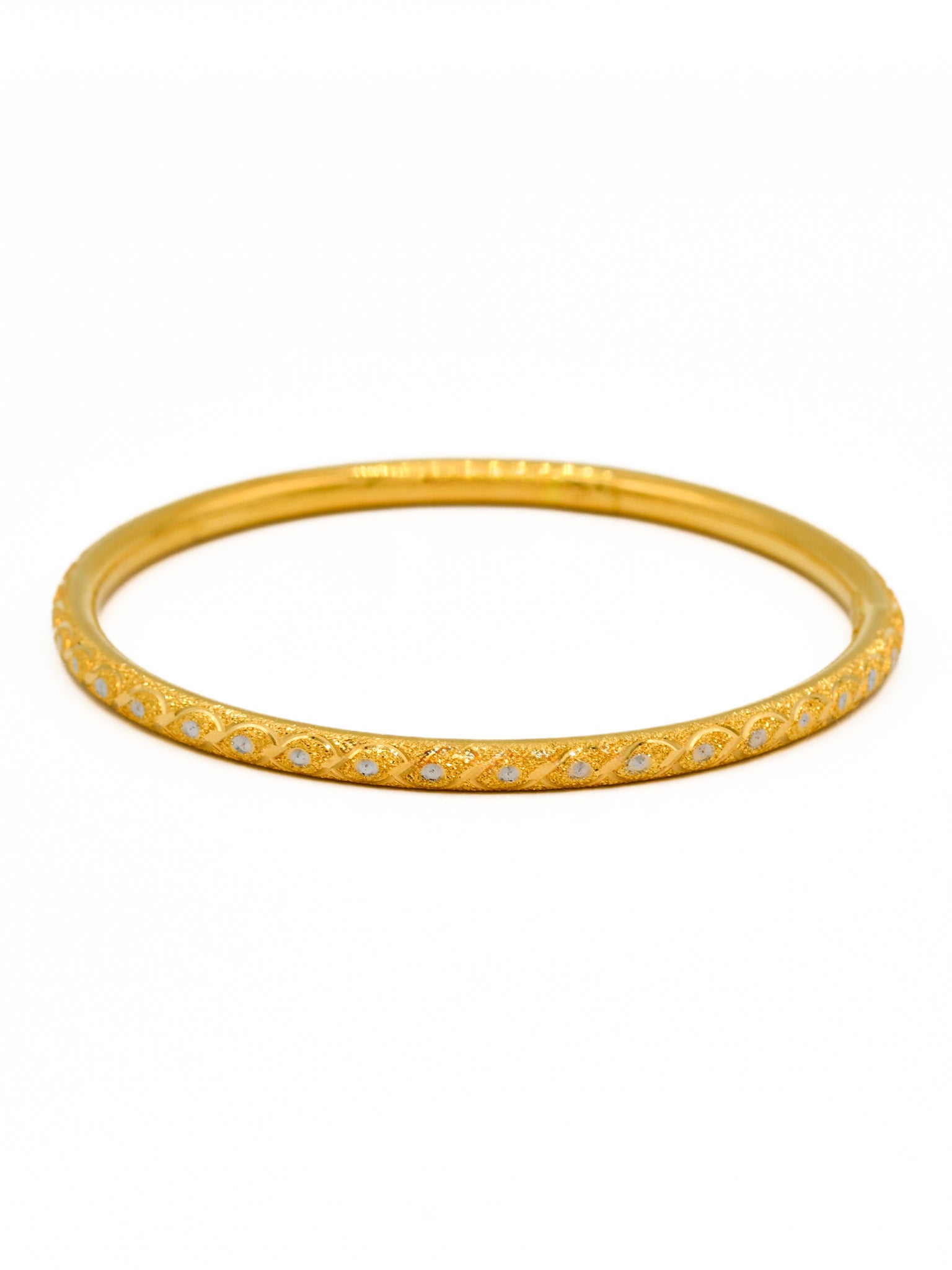 22ct Gold Two Tone Sand Blast Design Pair Bangle - Roop Darshan