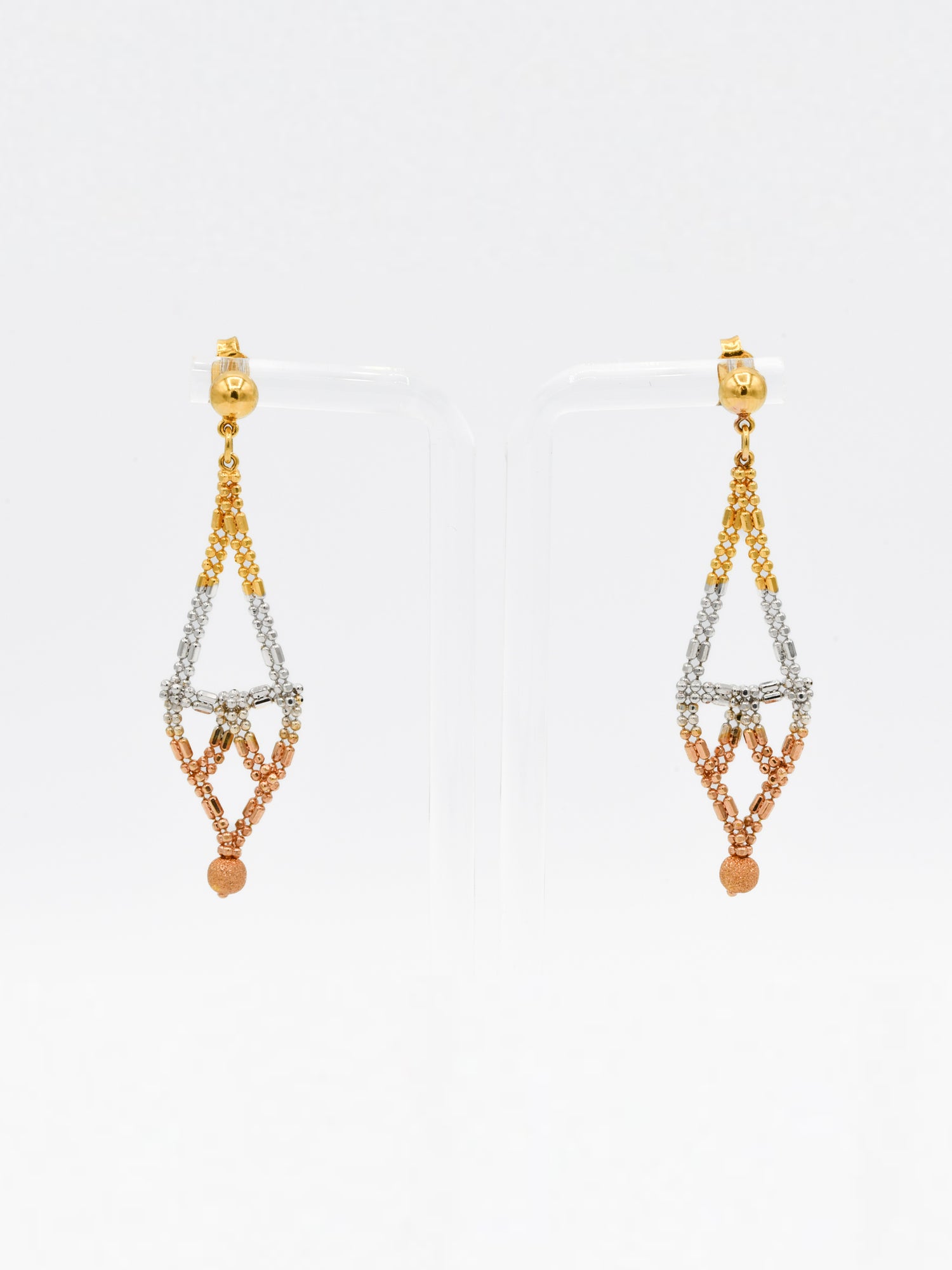 22ct Gold Three Tone Earrings - Roop Darshan