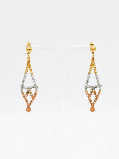 22ct Gold Three Tone Earrings - Roop Darshan
