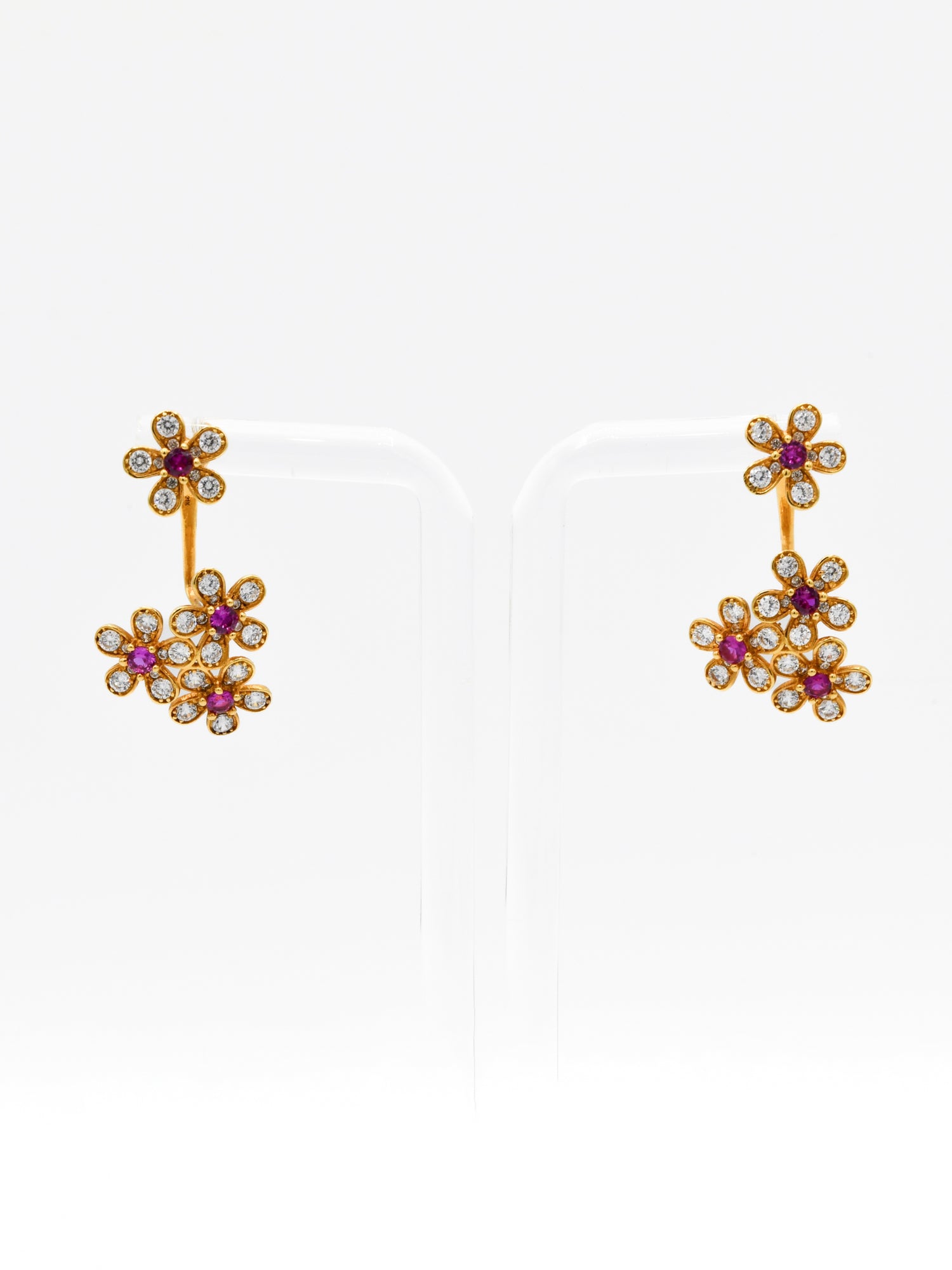 18ct Gold Pink CZ Earrings - Roop Darshan