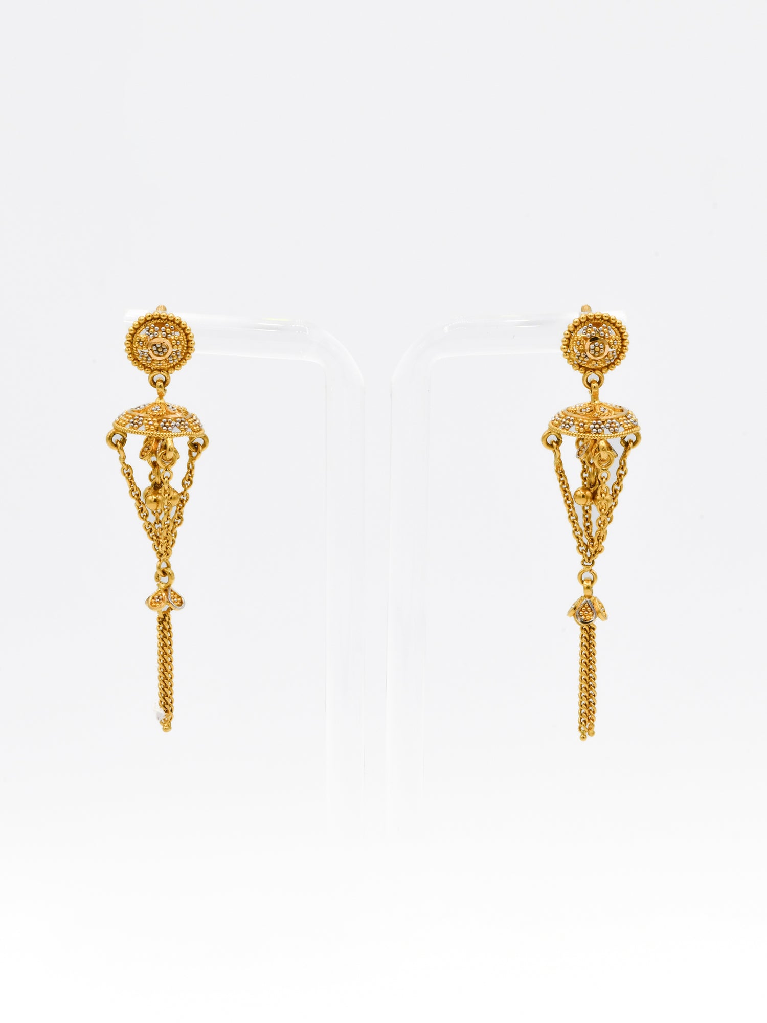 22ct Gold Two Tone Earrings - Roop Darshan