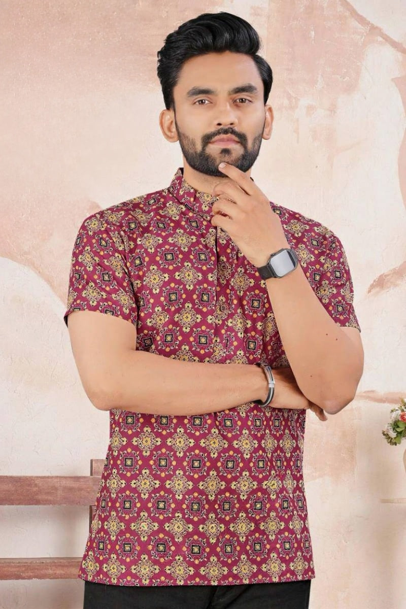 Mens Cotton Printed Kurta
