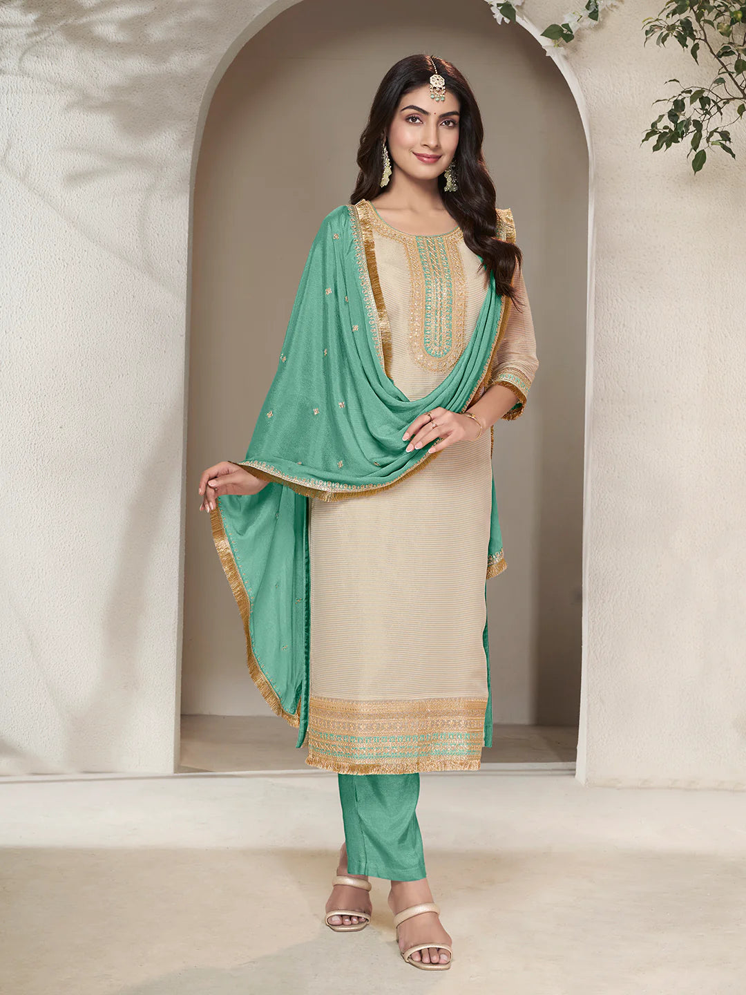 Falguni Straight Kamiz &amp; Pant - Roop Darshan