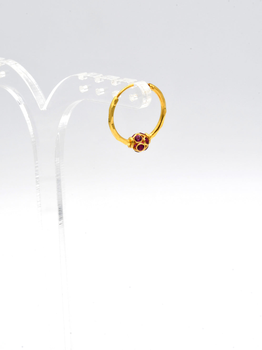 22ct Gold Pink CZ Ball Bali - Roop Darshan