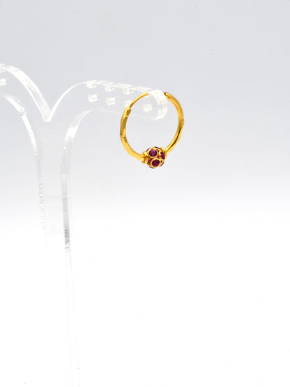 22ct Gold Pink CZ Ball Bali - Roop Darshan