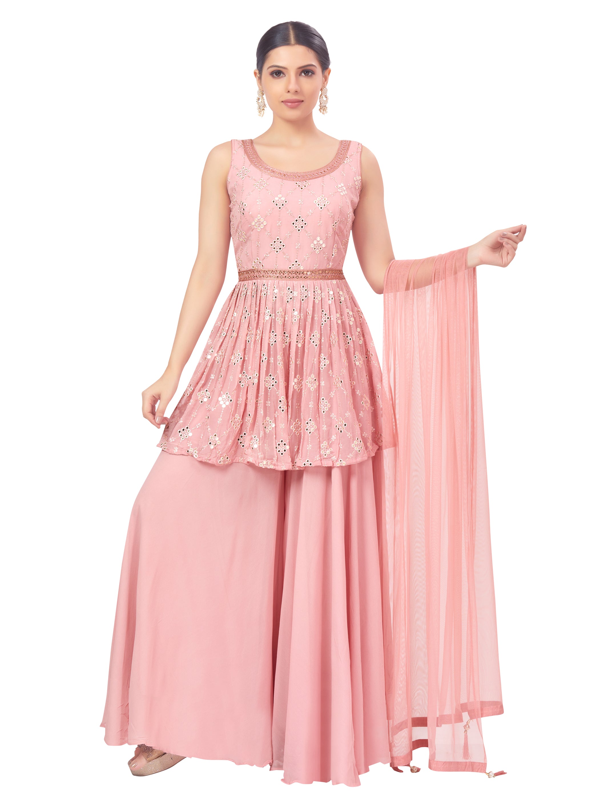 Anjana Paplum Top Palazzo Suit - Roop Darshan