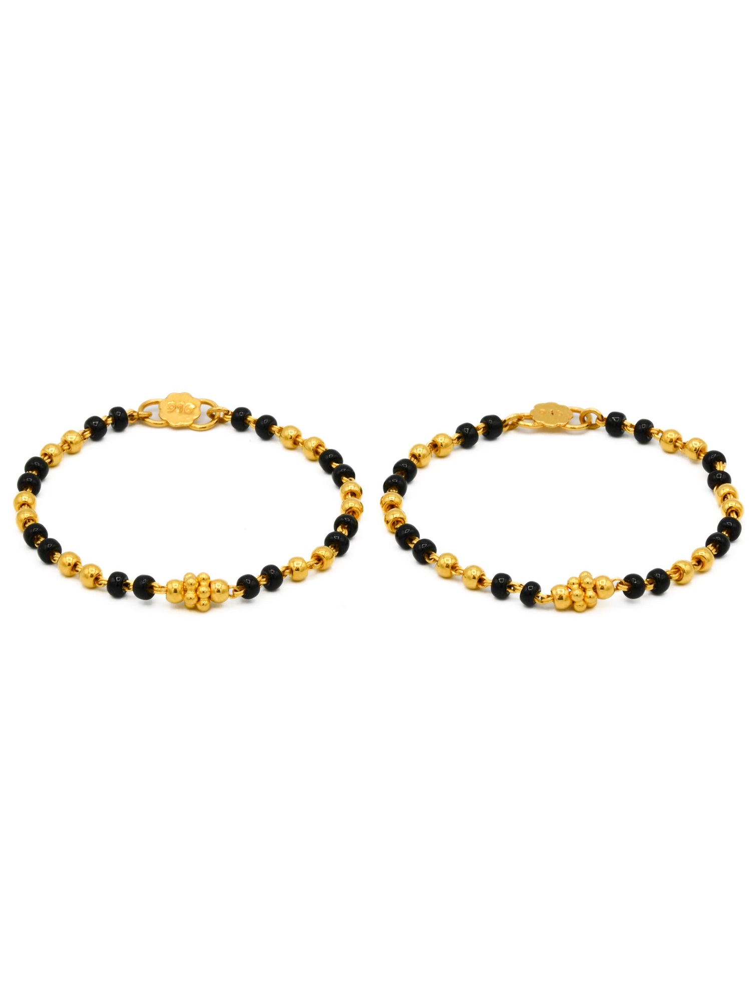 22ct Gold Black Beads Pair Baby Bracelet - Roop Darshan