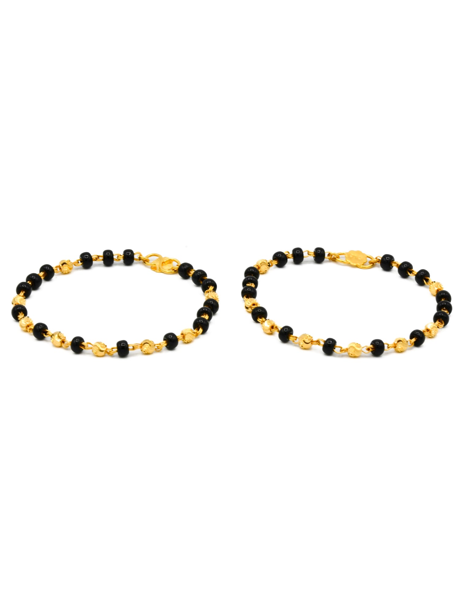 22ct Gold Black Beads Pair Baby Bracelet - Roop Darshan