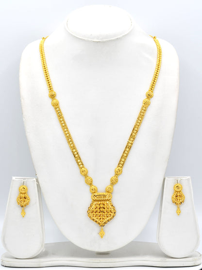 22ct Gold Long Necklace Set - Roop Darshan