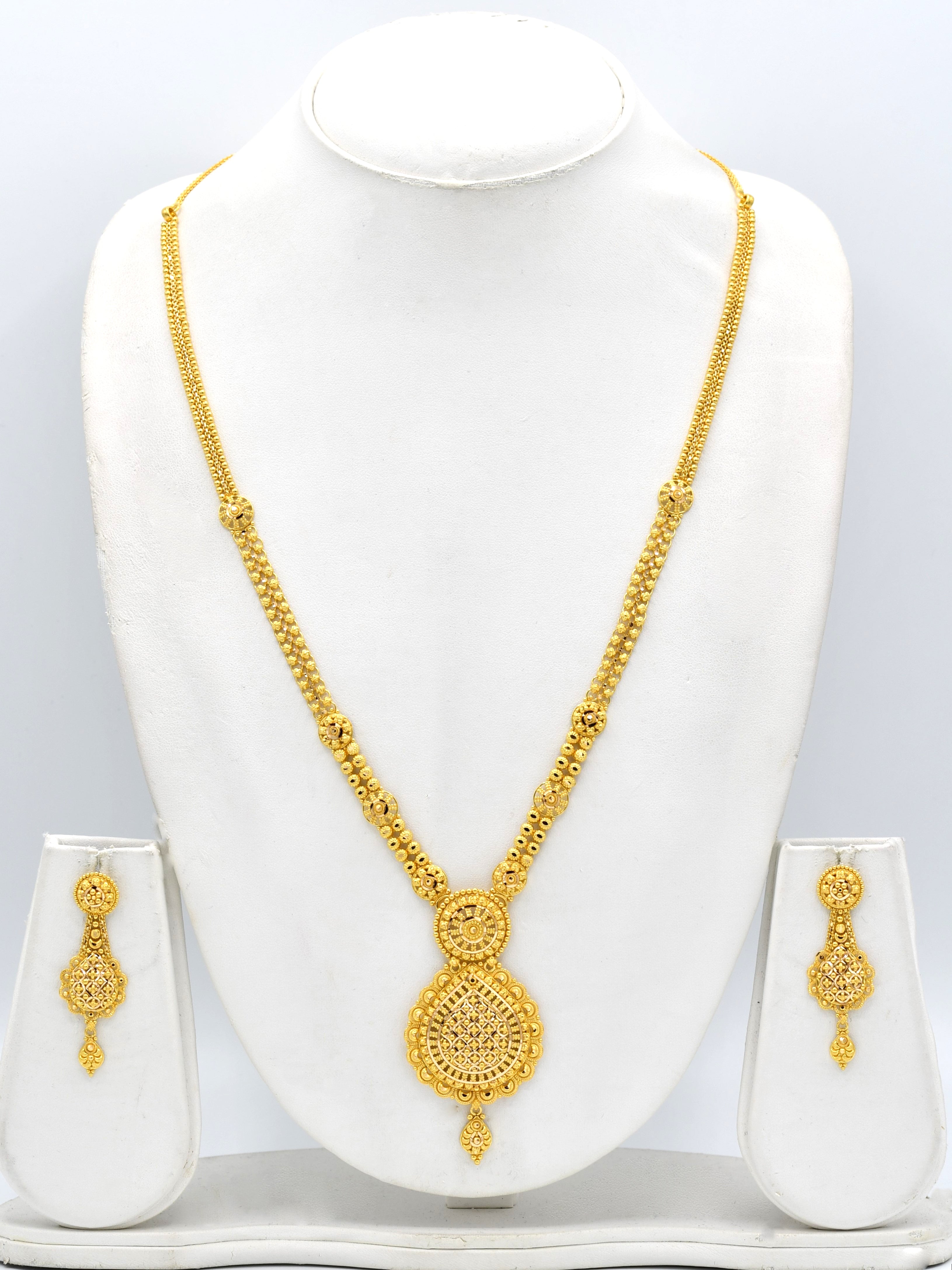 22ct Gold Long Necklace Set - Roop Darshan