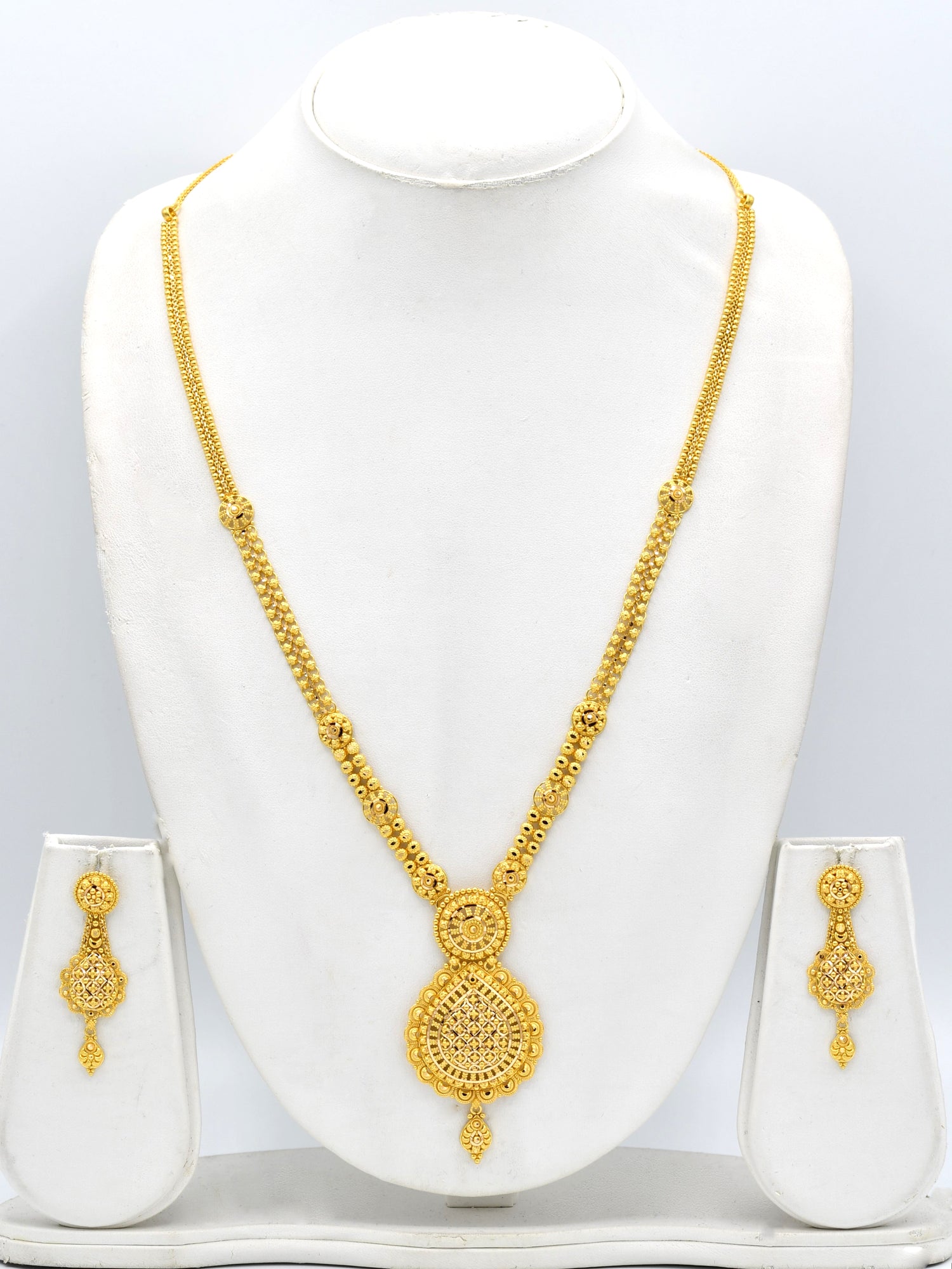 22ct Gold Long Necklace Set - Roop Darshan