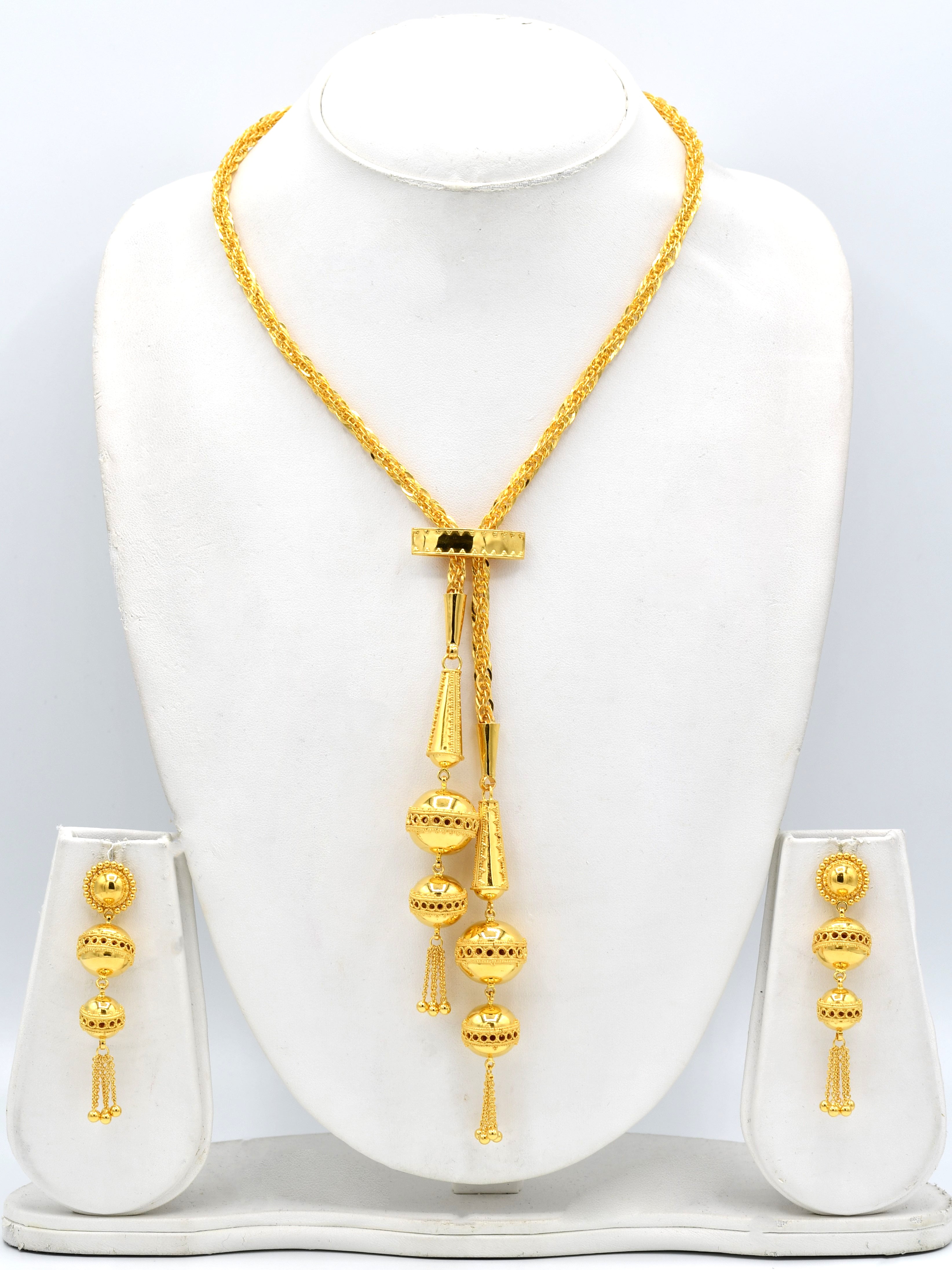 22ct Gold Ganga Jamna Necklace Set - Roop Darshan