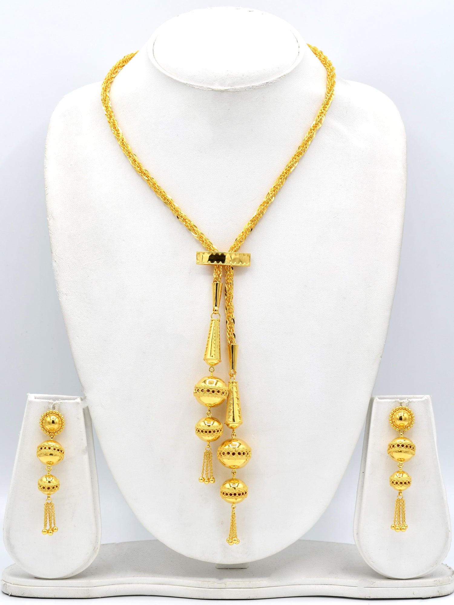 22ct Gold Ganga Jamna Necklace Set - Roop Darshan