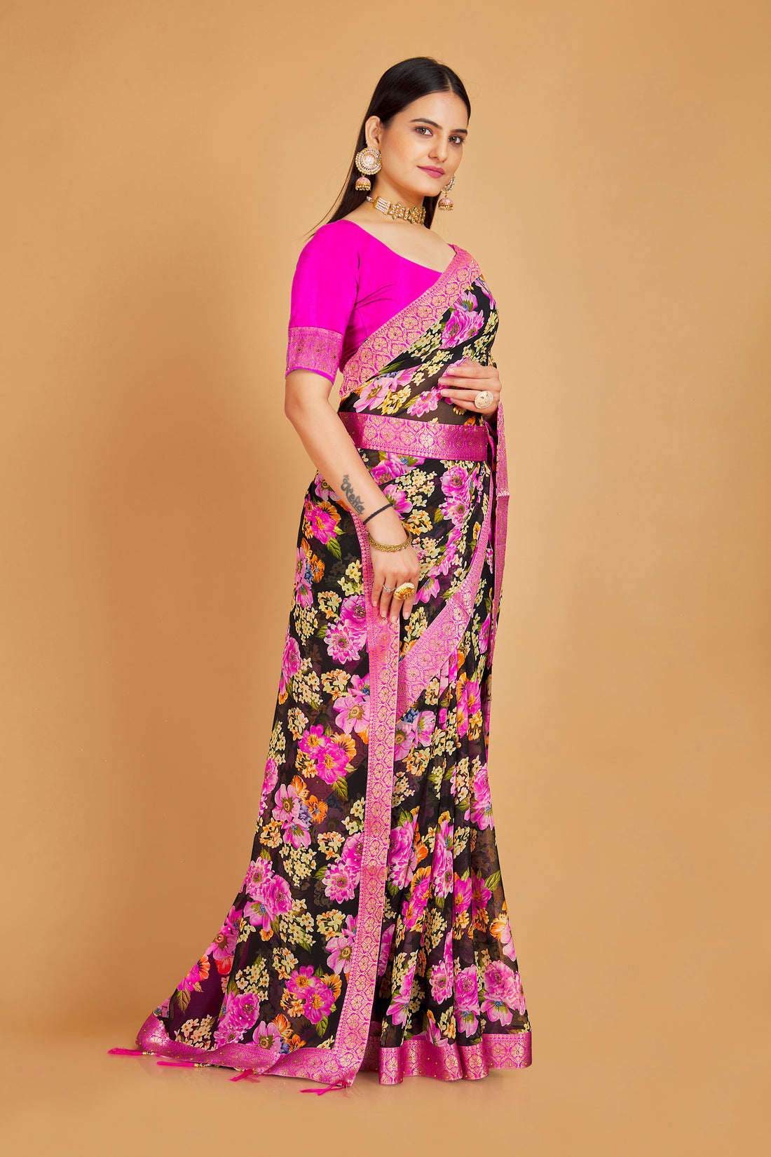 Radhika Floral Saree - Roop Darshan