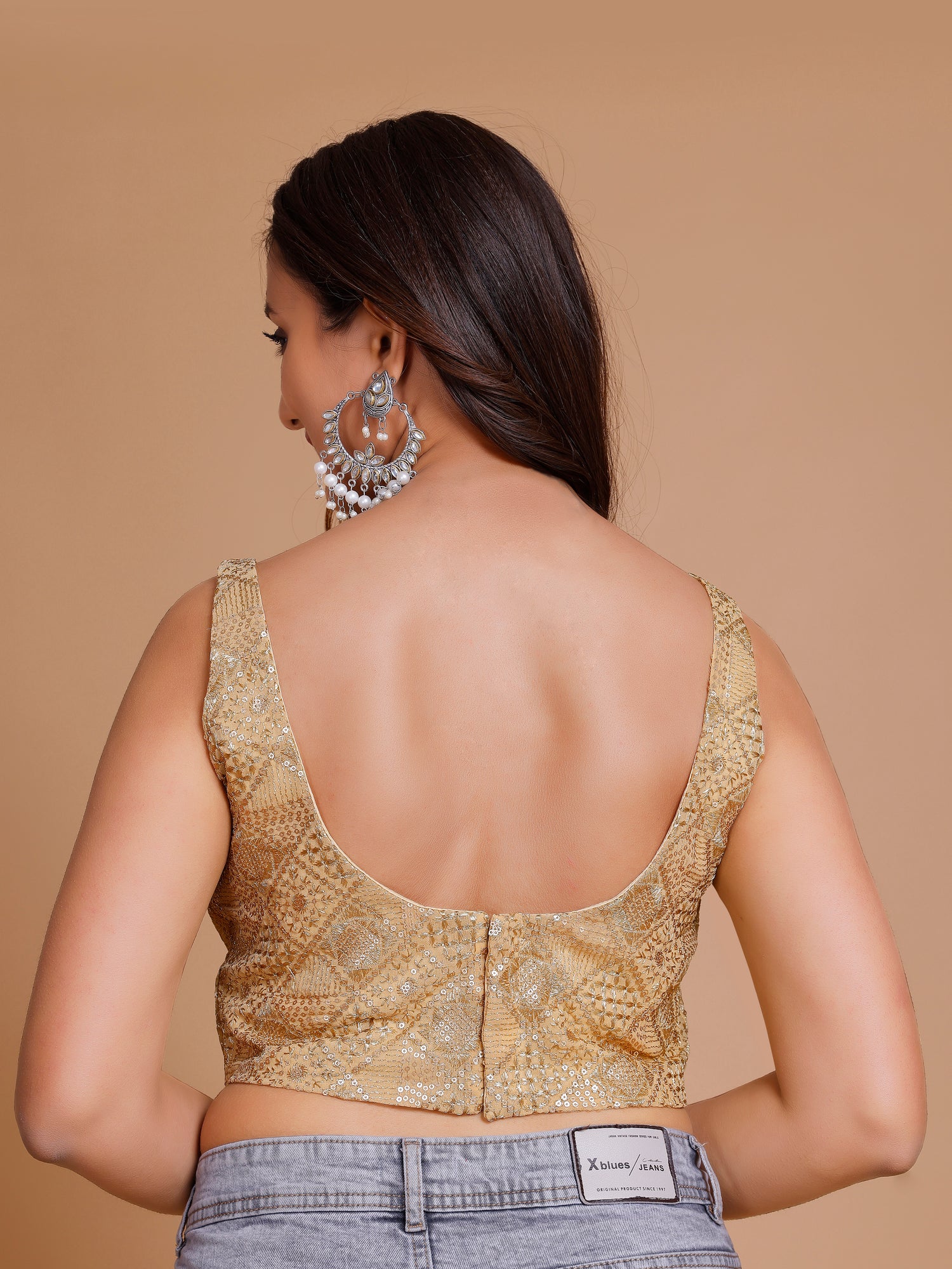 Georgette Embroidered Tiki Work Blouse - Roop Darshan