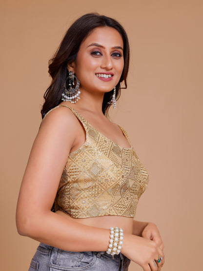 Georgette Embroidered Tiki Work Blouse - Roop Darshan