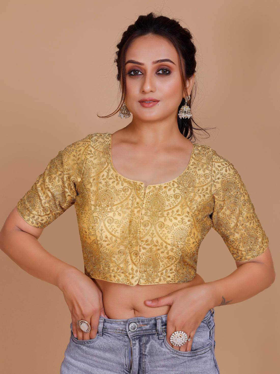 Net Embroidered Stone Work Blouse - Roop Darshan