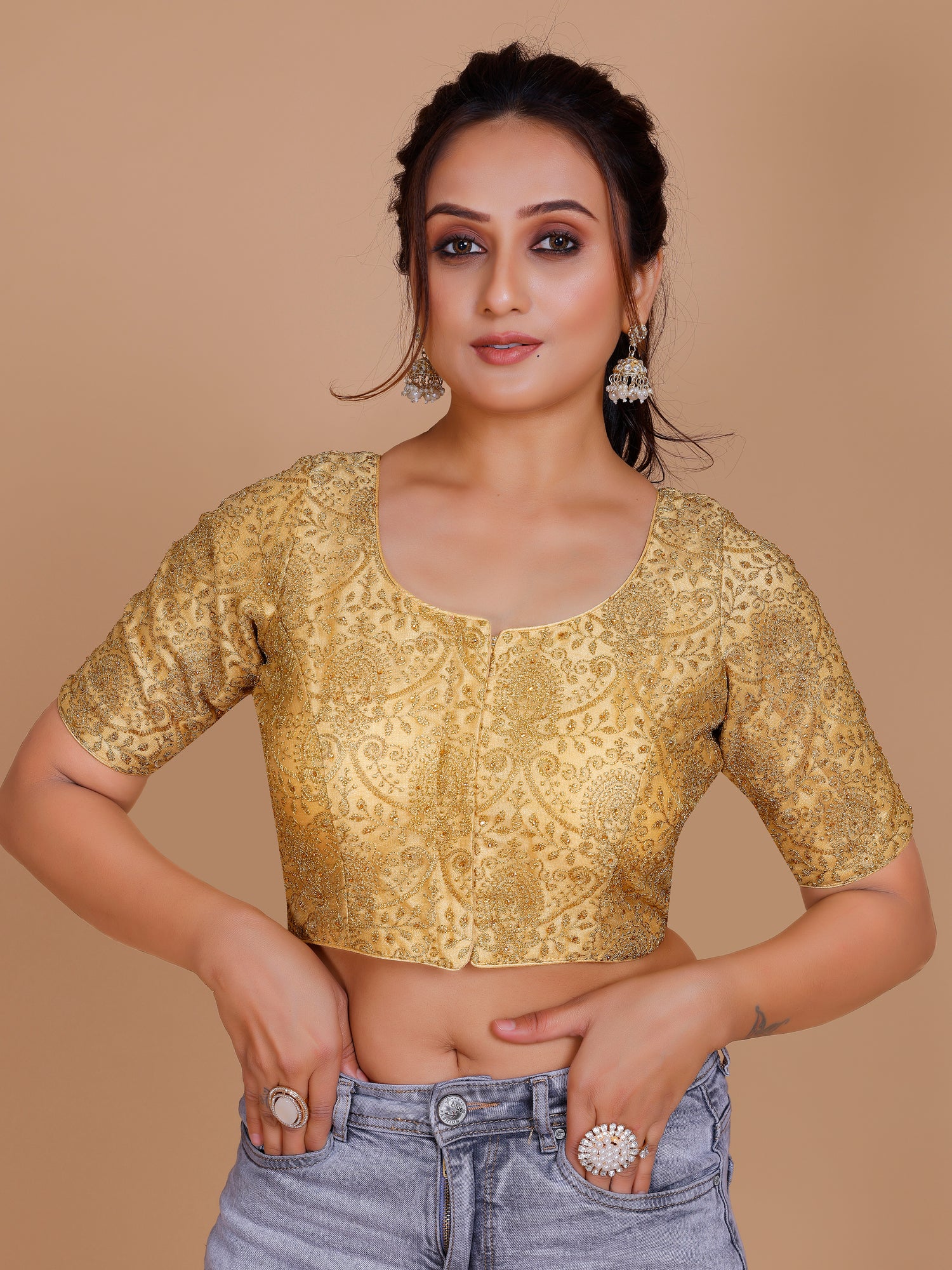 Net Embroidered Stone Work Blouse - Roop Darshan