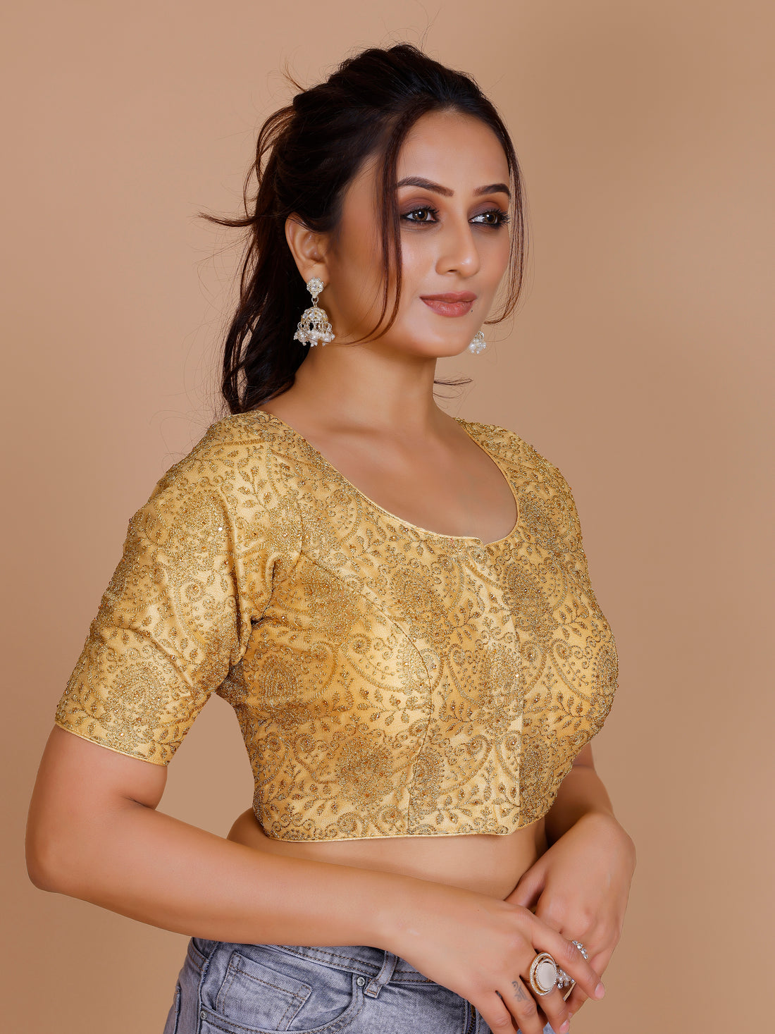 Net Embroidered Stone Work Blouse - Roop Darshan