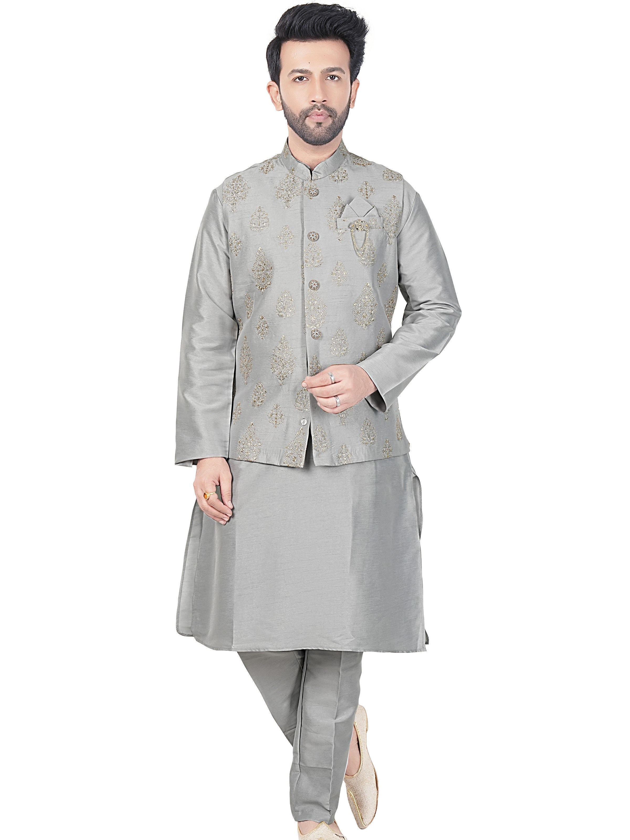 Mens Kurta Set With Jacket - Roop Darshan