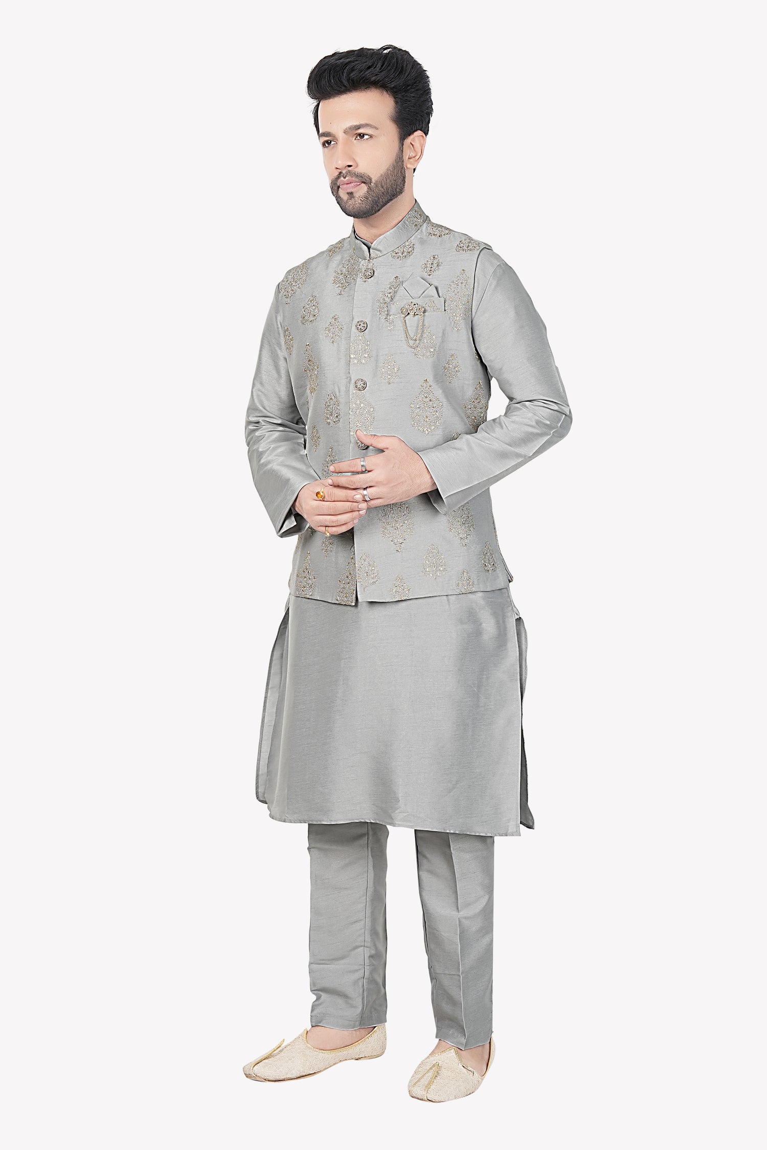 Mens Kurta Set With Jacket - Roop Darshan
