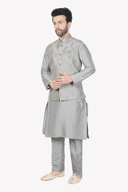 Mens Kurta Set With Jacket - Roop Darshan