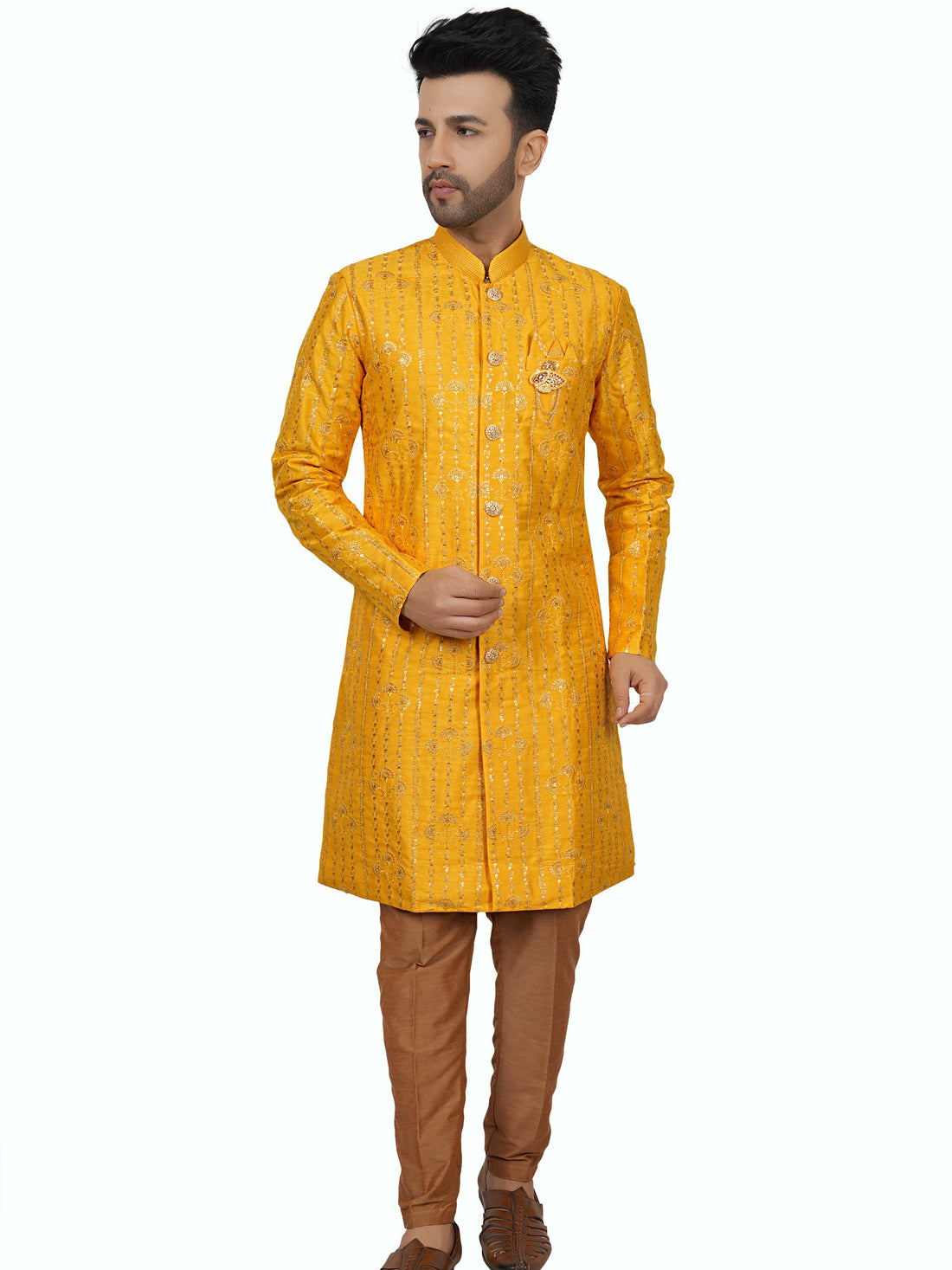 Silk Sequin Embroidered Kurta Payjama - Roop Darshan