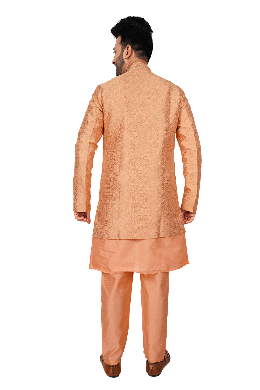 Silk Kurta Payjama With Brocade Jacket - Roop Darshan