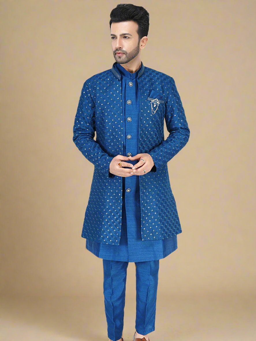 Mens Kurta Set With Jacket - Roop Darshan