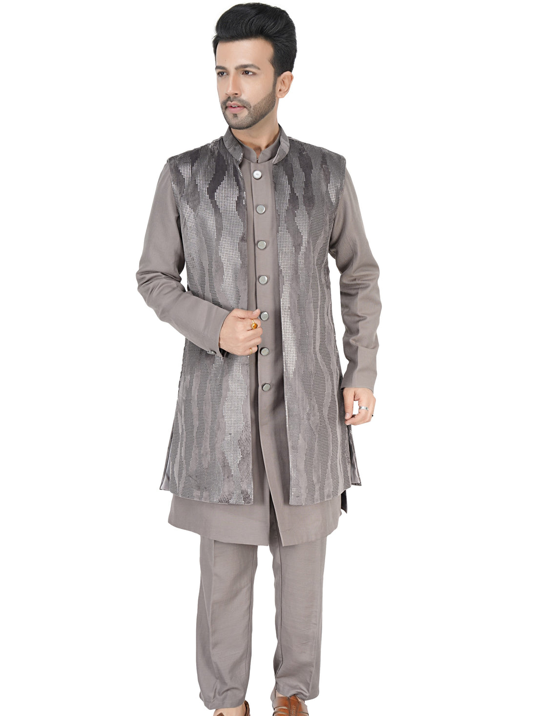 Mens Kurta Set With Jacket - Roop Darshan