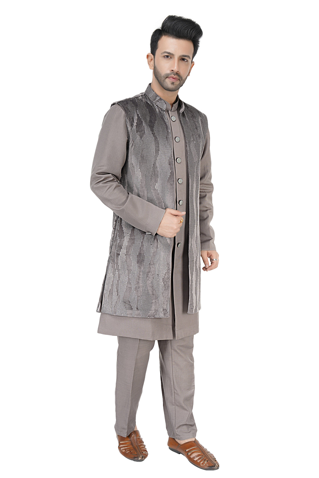 Mens Kurta Set With Jacket - Roop Darshan