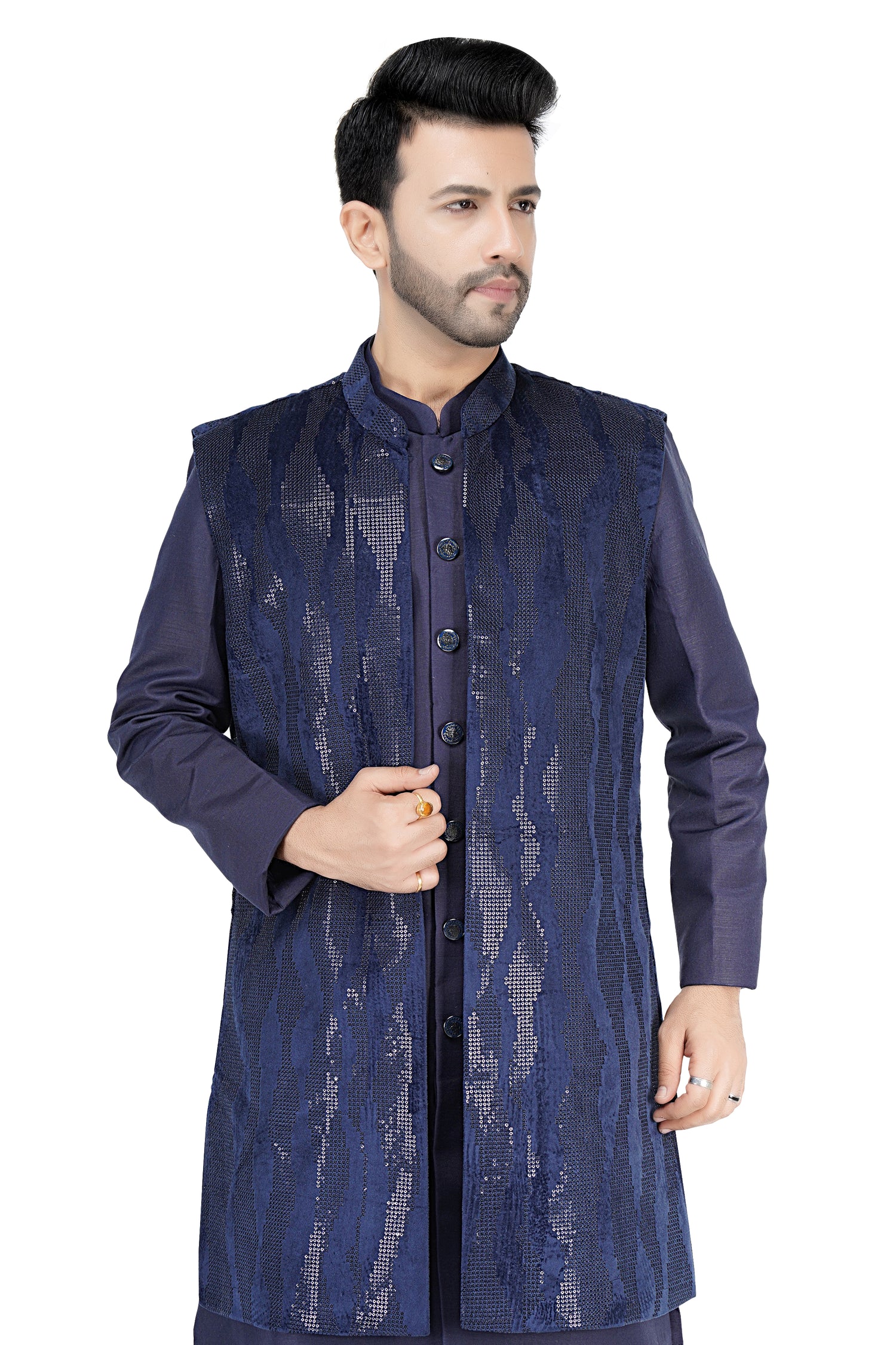 Mens Kurta Set With Jacket - Roop Darshan