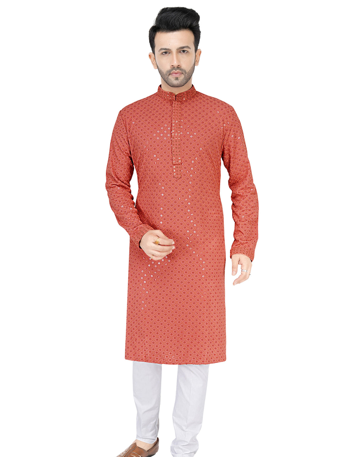 Mens Sequin &amp; Resham Work Kurta Set - Roop Darshan