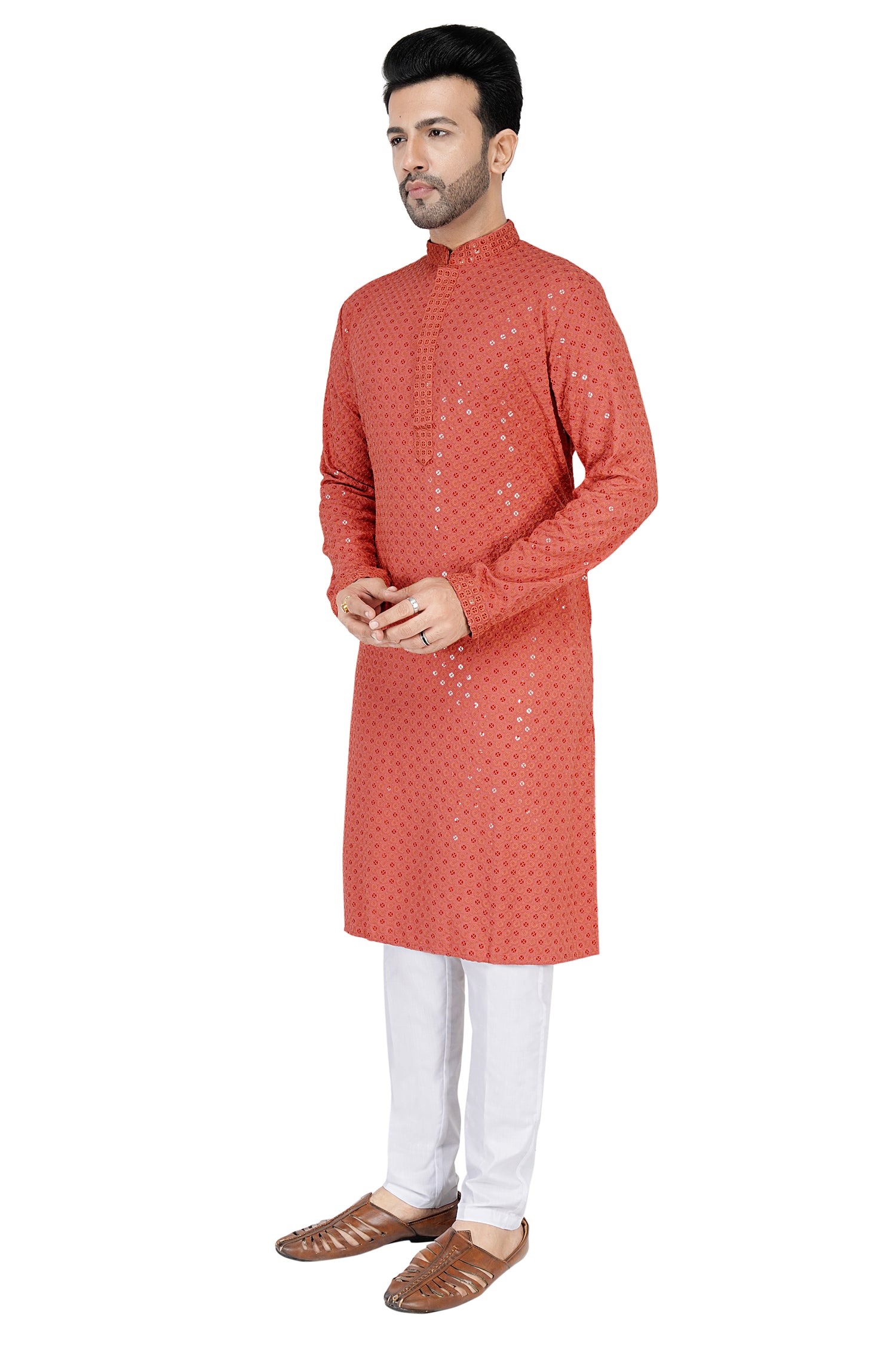 Mens Sequin &amp; Resham Work Kurta Set - Roop Darshan