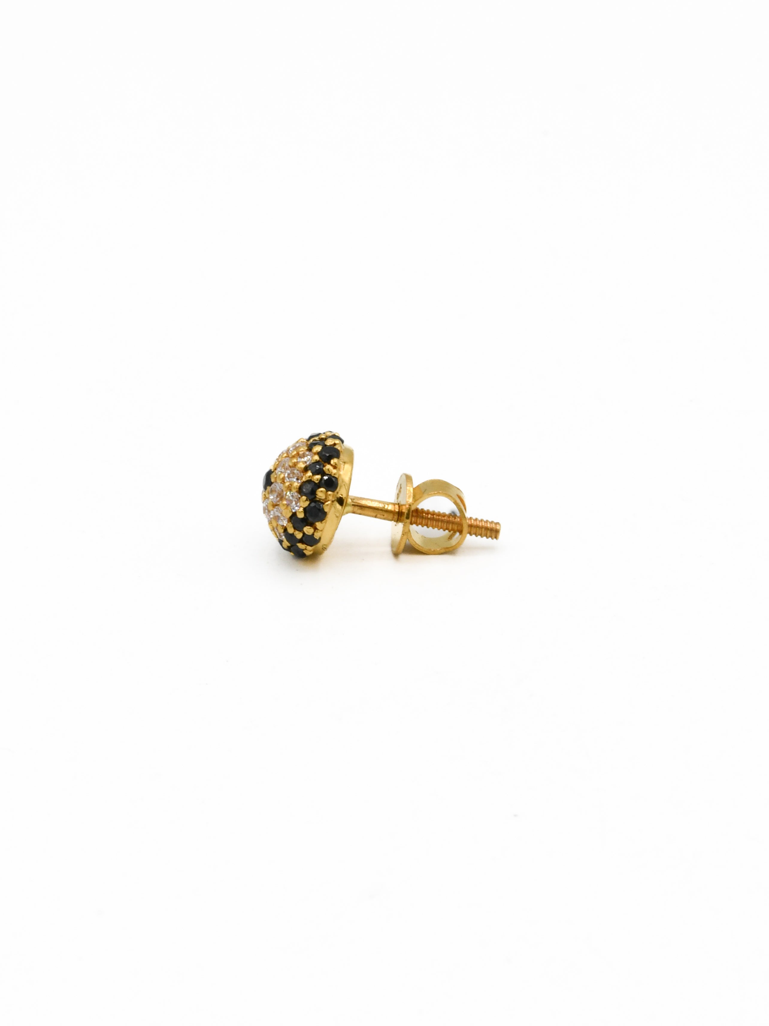 22ct Gold Black CZ Stud Earrings - Roop Darshan